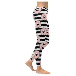 Donuts pink icing striped pattern Women's Legging Fulfilled In US