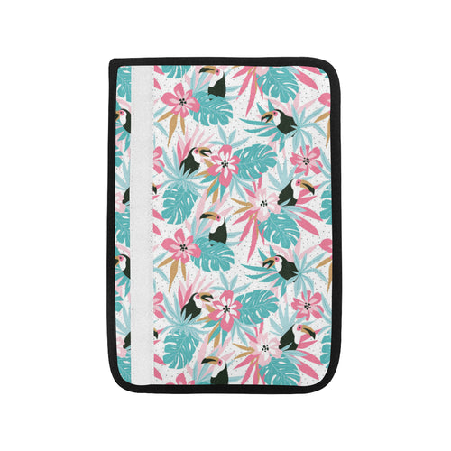 Toucan tropical flower leave pattern Car Seat Belt Cover