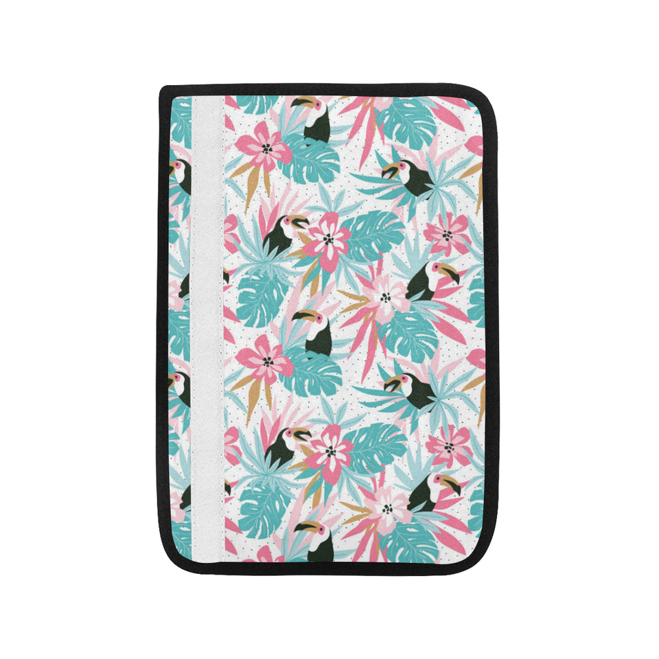 Toucan tropical flower leave pattern Car Seat Belt Cover
