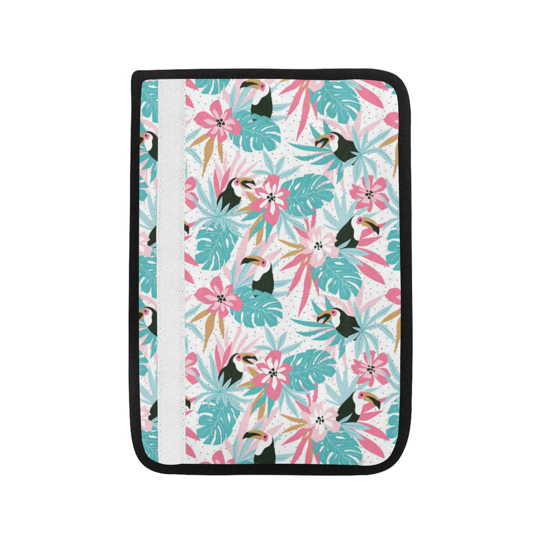 Toucan tropical flower leave pattern Car Seat Belt Cover