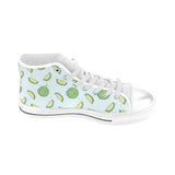 Durian pattern blue background Men's High Top Canvas Shoes White