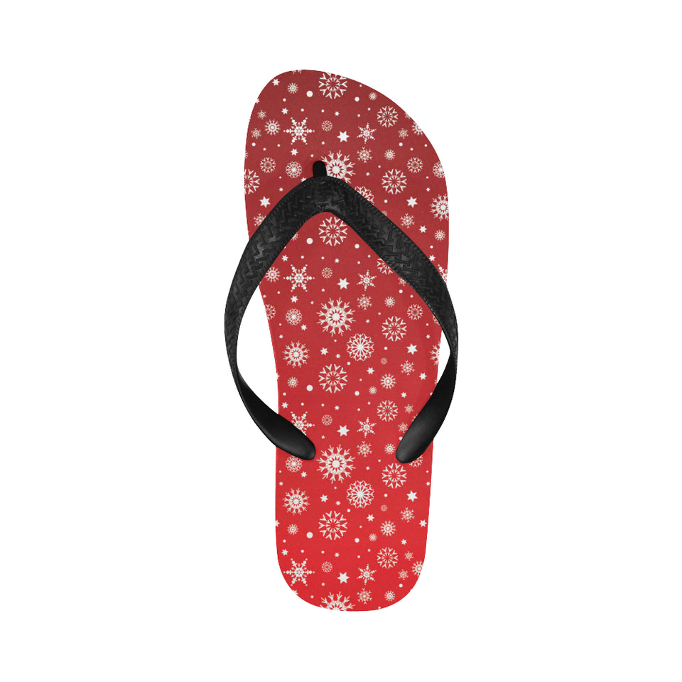 Snowflake pattern red background Unisex Flip Flops