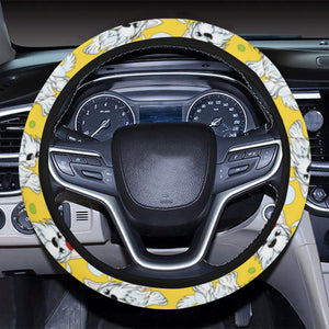 Yorkshire Terrier Pattern Print Design 05 Car Steering Wheel Cover