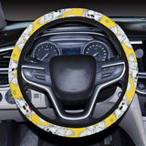 Yorkshire Terrier Pattern Print Design 05 Car Steering Wheel Cover