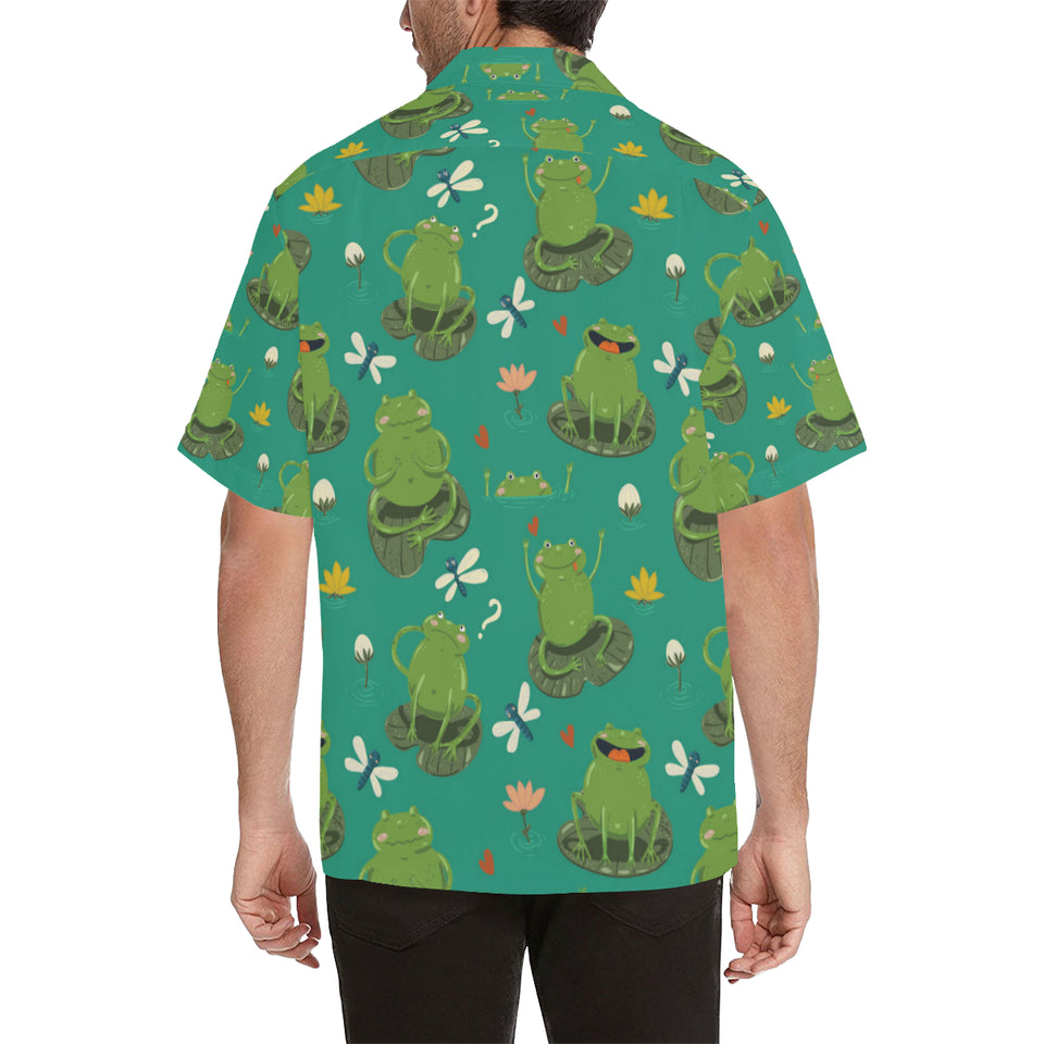 Cute frog dragonfly design pattern Men's All Over Print Hawaiian Shirt