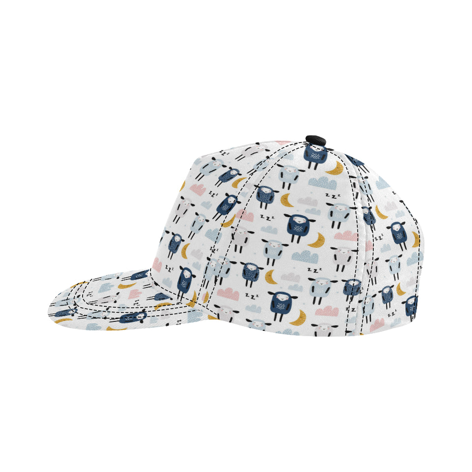 Cute sleeping sheep moon cloud pattern All Over Print Snapback Cap