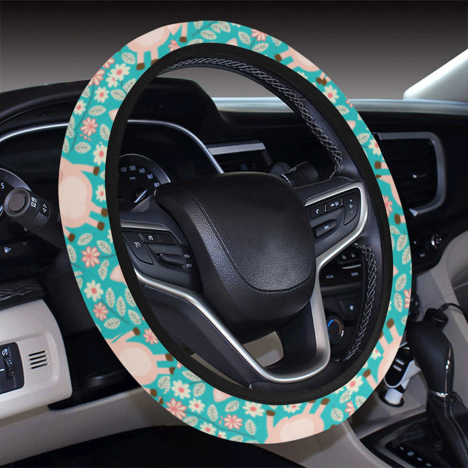 Pig Pattern Print Design 01 Car Steering Wheel Cover