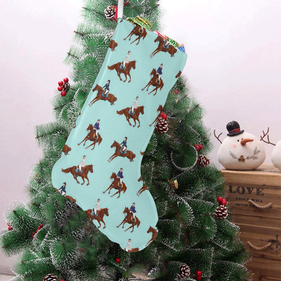 Horses running horses rider pattern Christmas Stocking