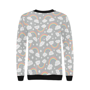 Cute rainbow clound star pattern Women's Crew Neck Sweatshirt