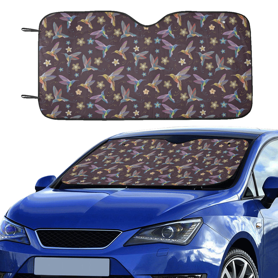 Hummingbird Pattern Print Design 04 Car Sun Shade
