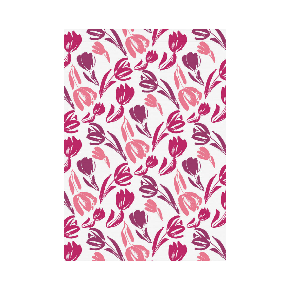 pink sketch tulip pattern House Flag Garden Flag