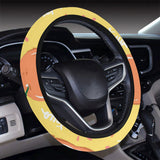 Grapefruit yellow background Car Steering Wheel Cover