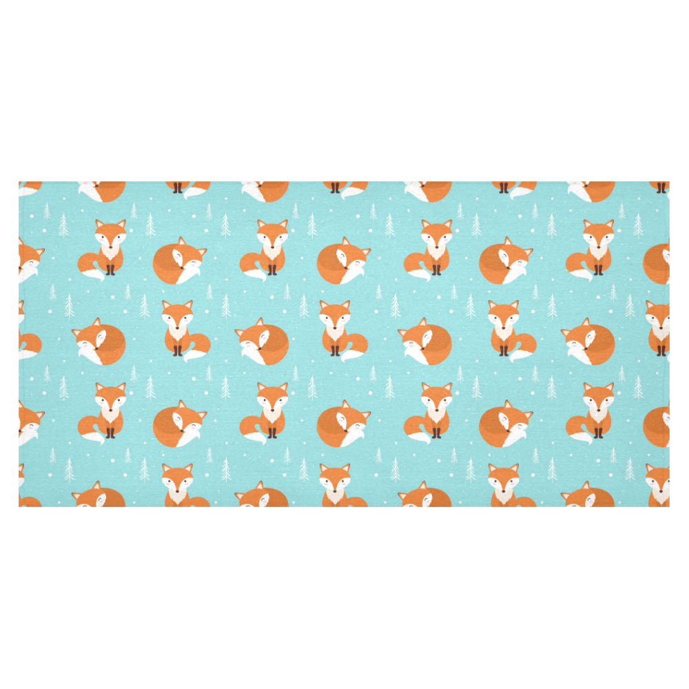 Fox pattern blue b ackground Tablecloth