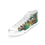 dinosaurs print pattern Women's High Top Canvas Shoes White