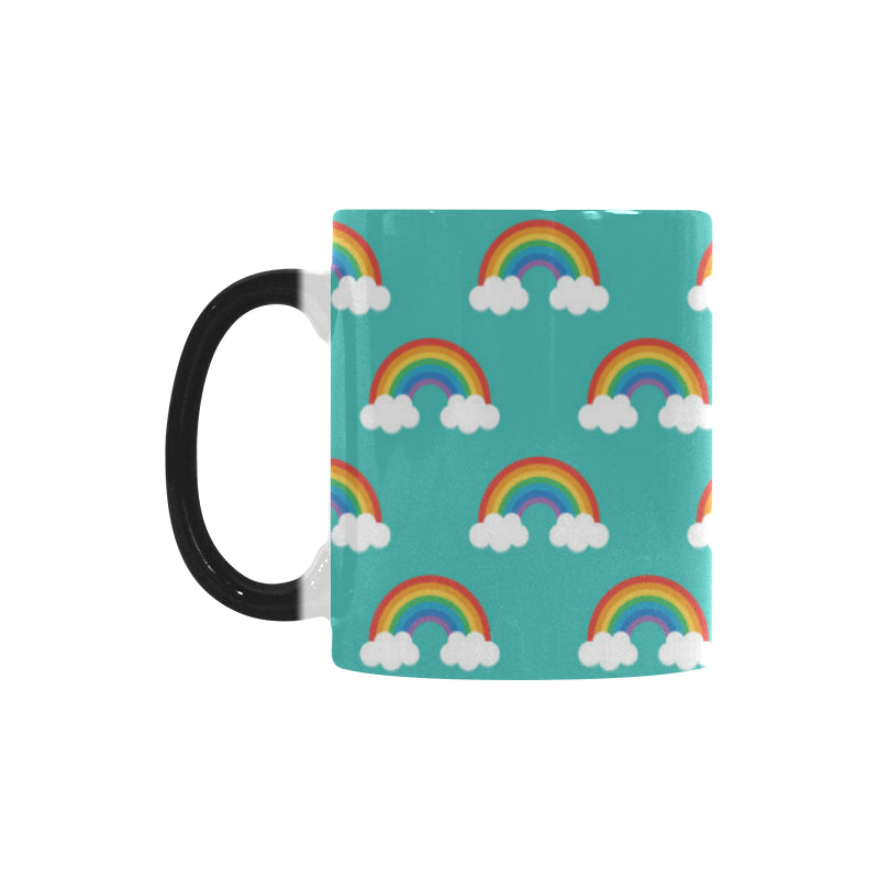 Rainbow pattern green background Morphing Mug Heat Changing Mug