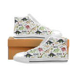 Cute dinosaurs pattern Men's High Top Canvas Shoes White