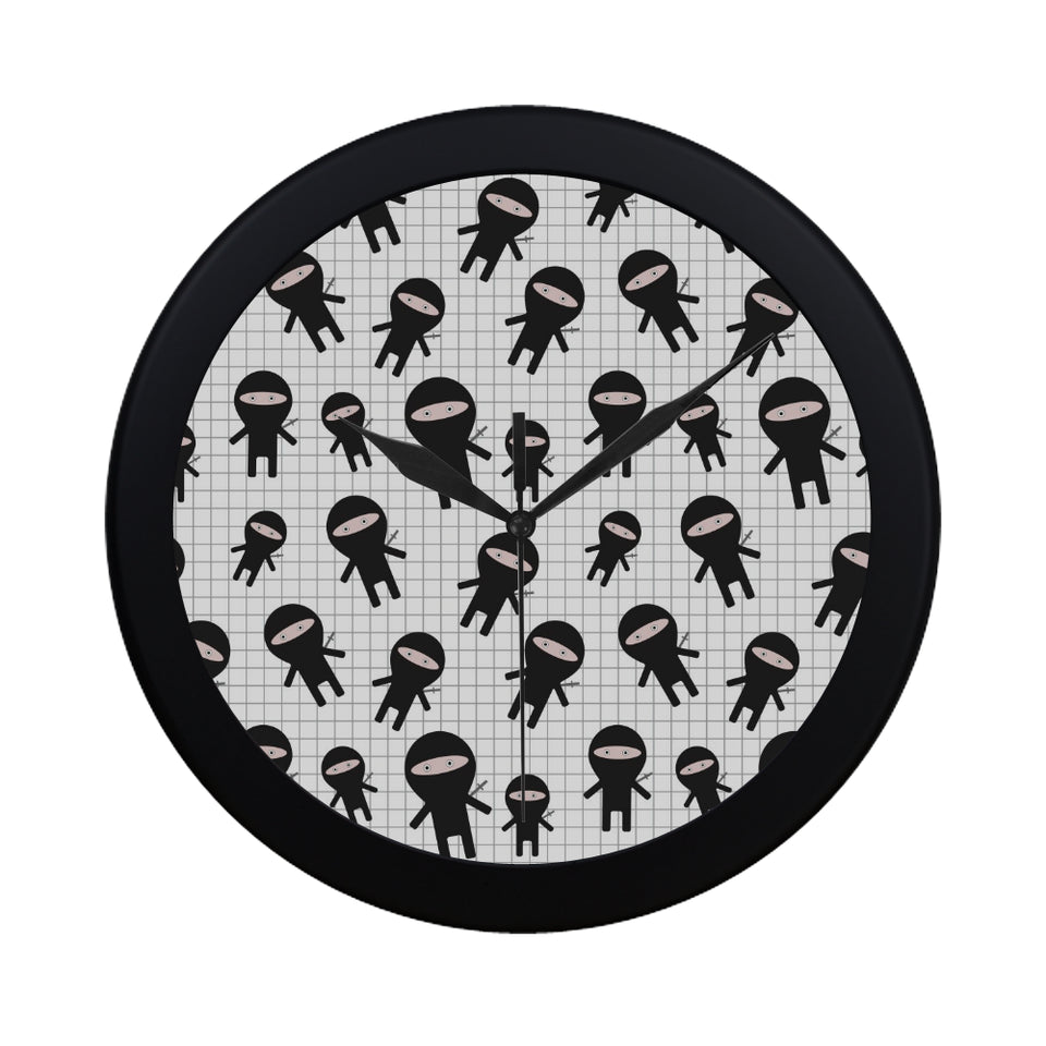 Ninja pattern plaid background Elegant Black Wall Clock