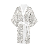 cacao beans leaves pattern Women's Short Kimono Robe