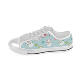 Cute snowman snowflake pattern Men's Low Top Shoes White