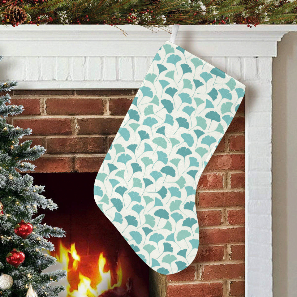 Green ginkgo leaves pattern Christmas Stocking
