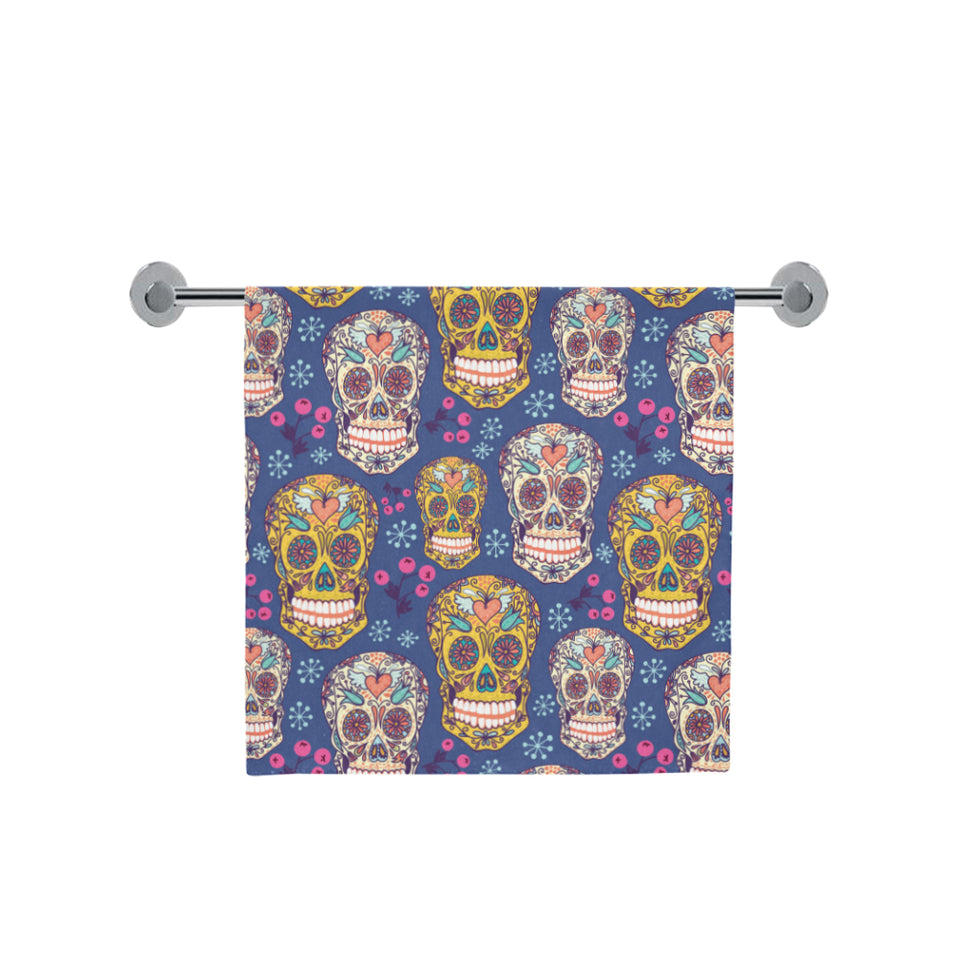 Sugar skull flower pattern Bath Towel