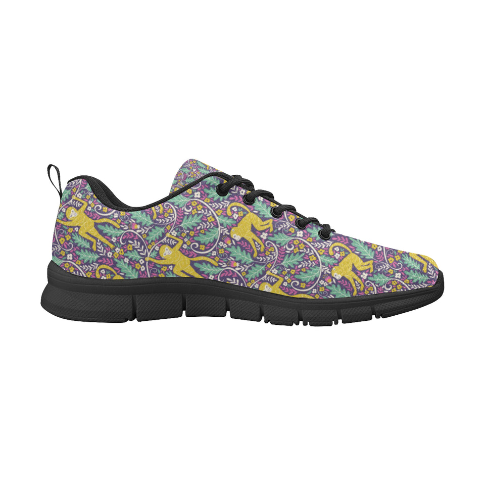 Cute yellow monkey leaves pattern Men's Sneaker Shoes