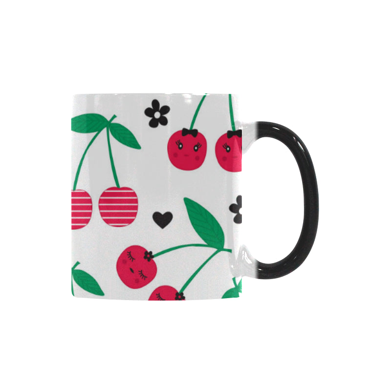 cherry pattern white background Morphing Mug Heat Changing Mug