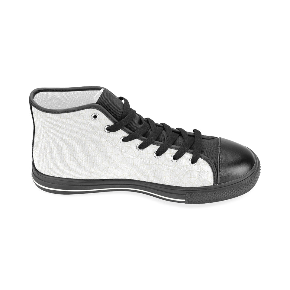 arabic white pattern Men's High Top Canvas Shoes Black