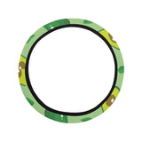 Avocado pattern green background Car Steering Wheel Cover