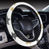 hand drawn gold black star pattern Car Steering Wheel Cover