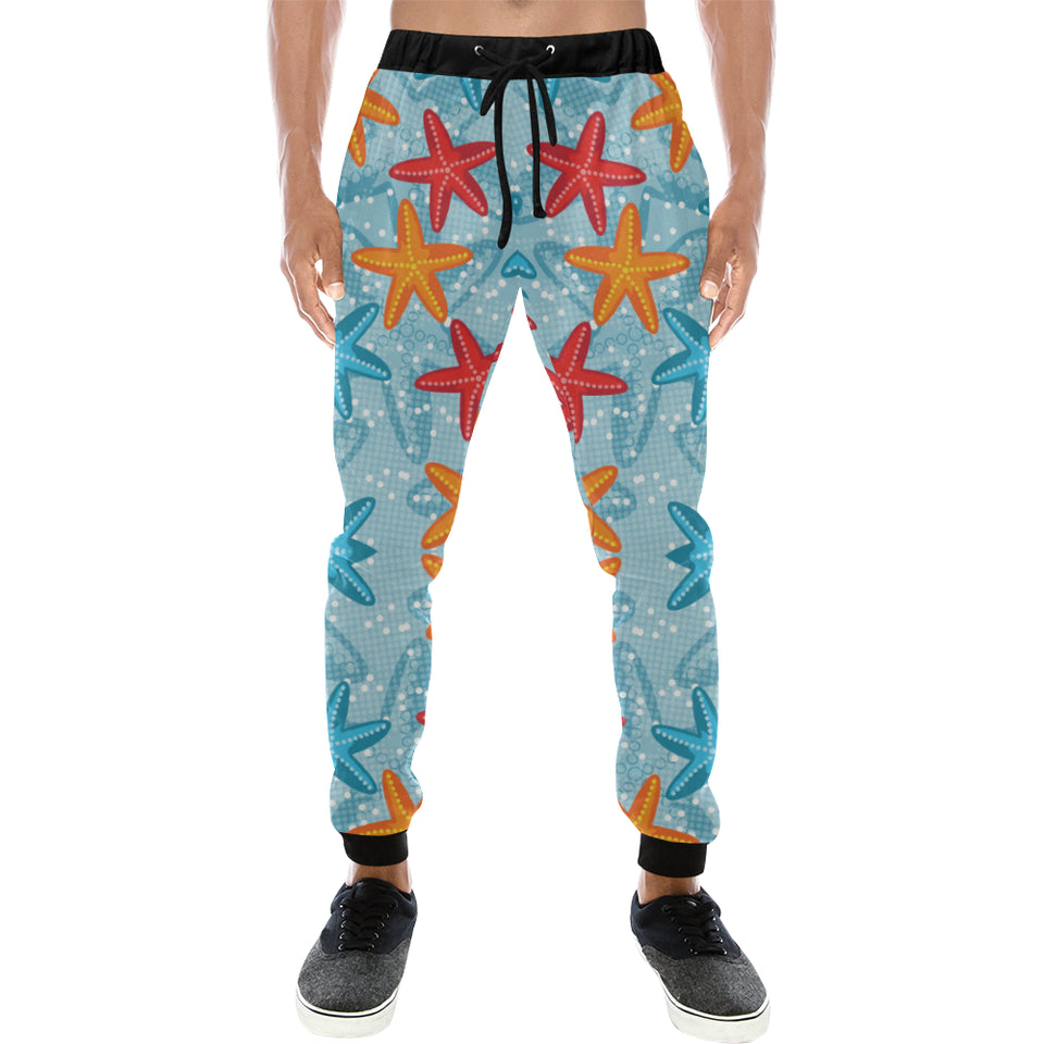 Blue red orange starfish pattern Unisex Casual Sweatpants