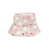 Cute snowman christmas tree snowpink background Unisex Bucket Hat