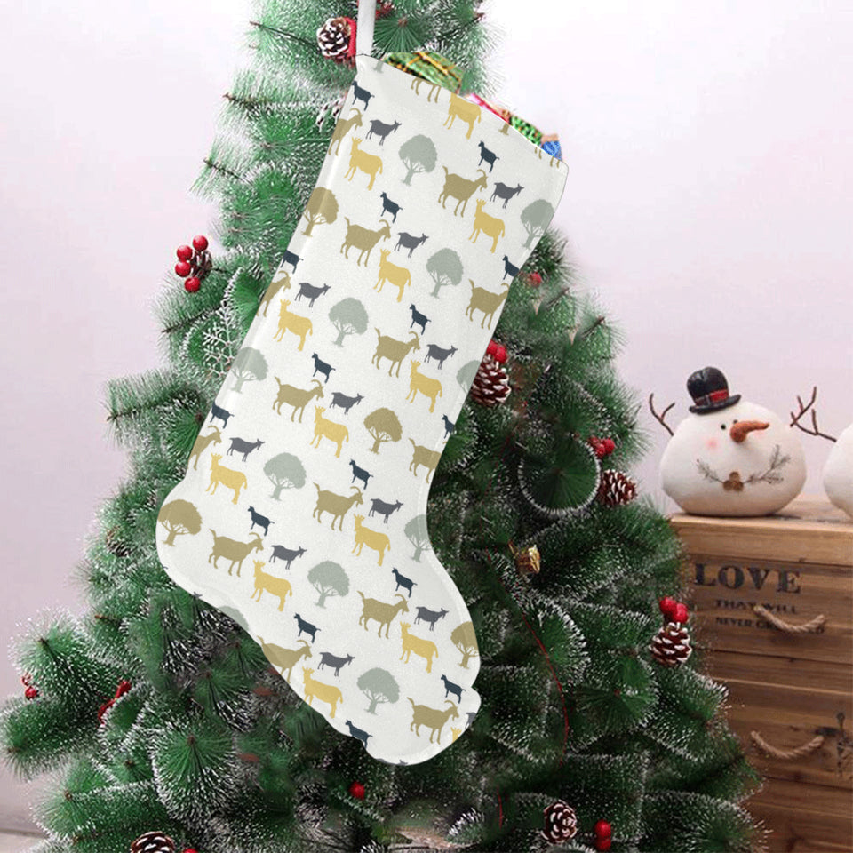 Silhouettes of goat and tree pattern Christmas Stocking
