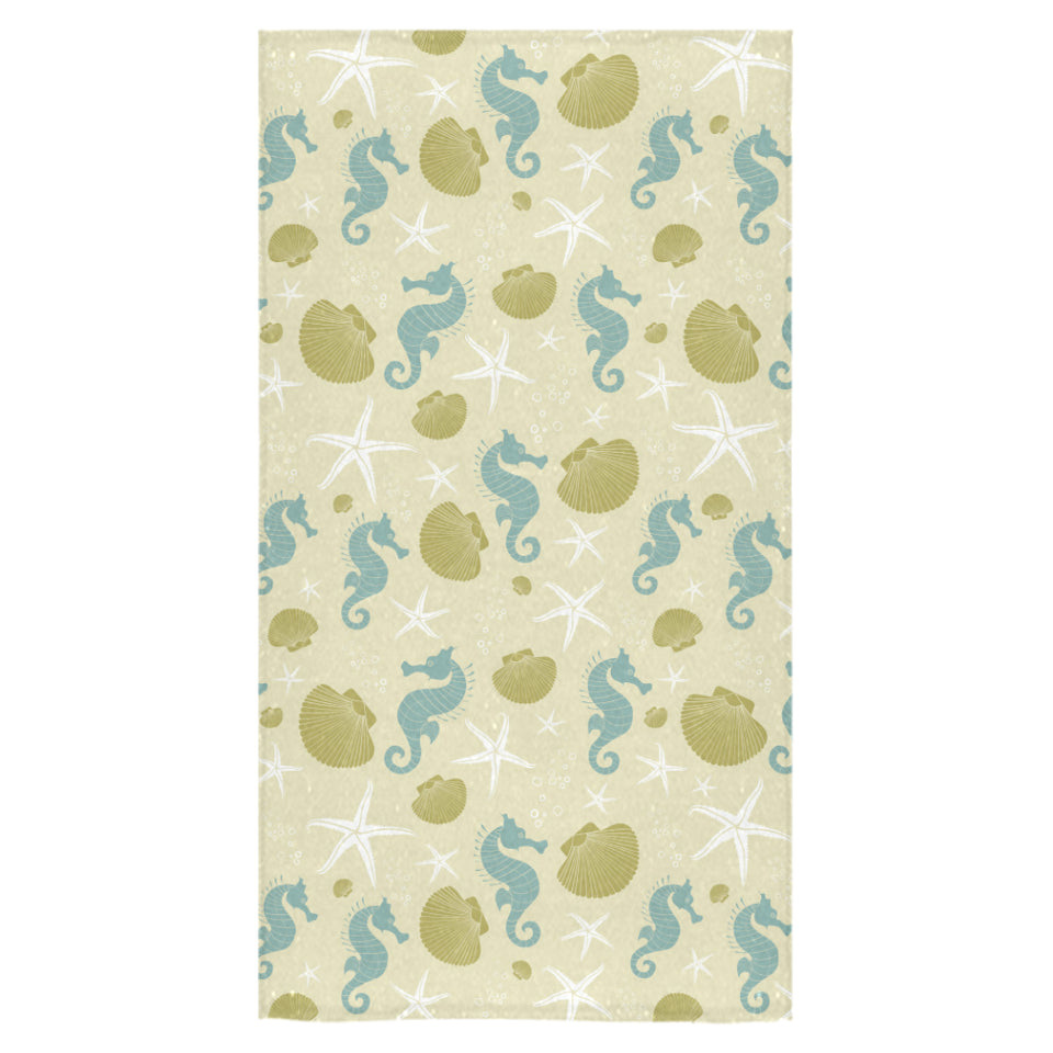 Seahorse shell starfish pattern background Bath Towel