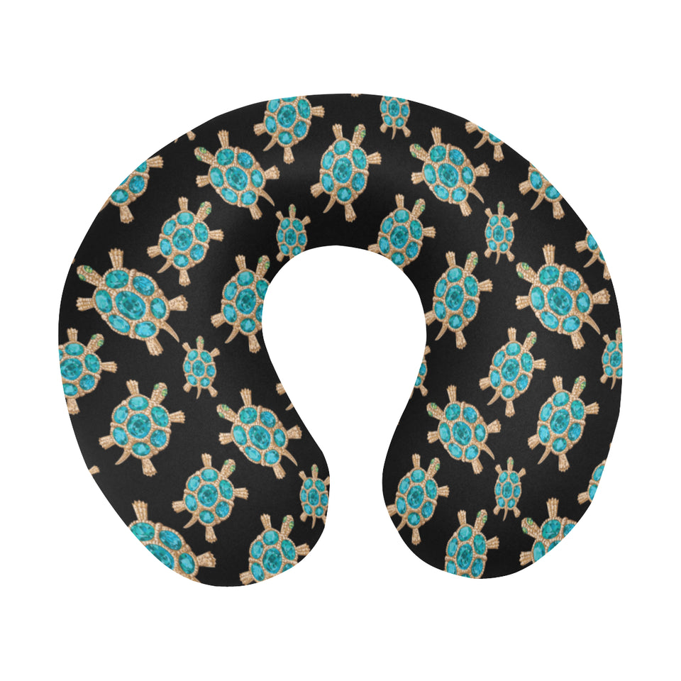Sea turtle blue stone pattern U-Shaped Travel Neck Pillow