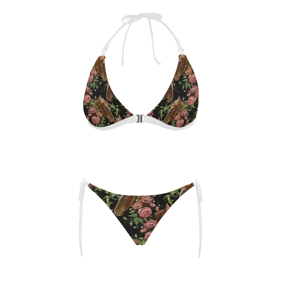 Horse head wild roses pattern Sexy Bikinis Two-Piece Swimsuits