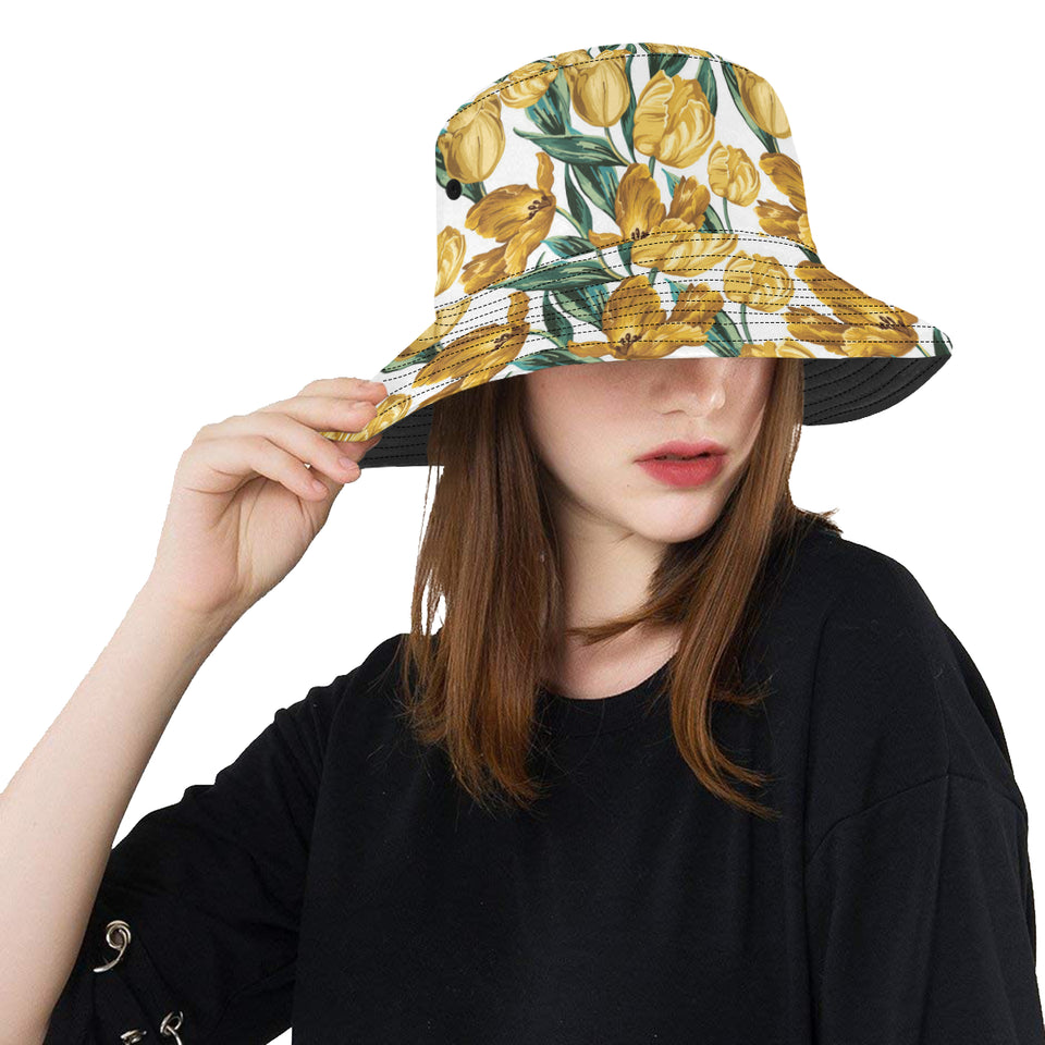 yellow tulips pattern Unisex Bucket Hat