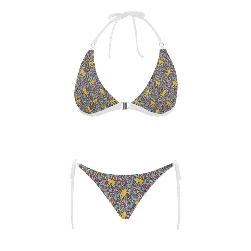Cute yellow monkey leaves pattern Sexy Bikinis Two-Piece Swimsuits