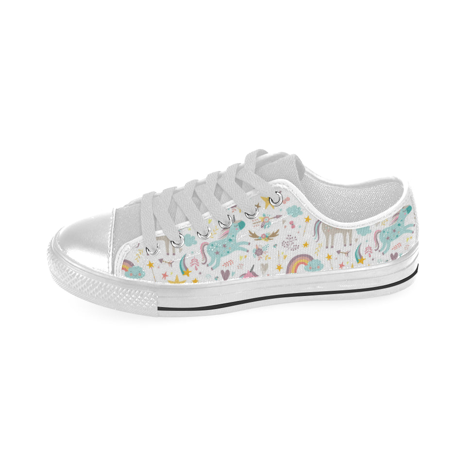 Colorful unicorn pattern Men's Low Top Shoes White