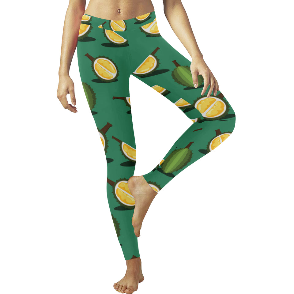 Durian pattern green background Women's Legging Fulfilled In US