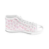 Watercolor pink heart pattern Men's High Top Canvas Shoes White