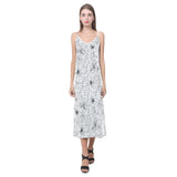 Spider web cobweb pattern V-Neck Open Fork Long Dress