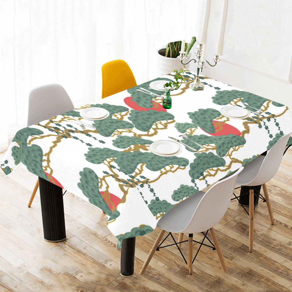Bonsai red sun japanese pattern Tablecloth