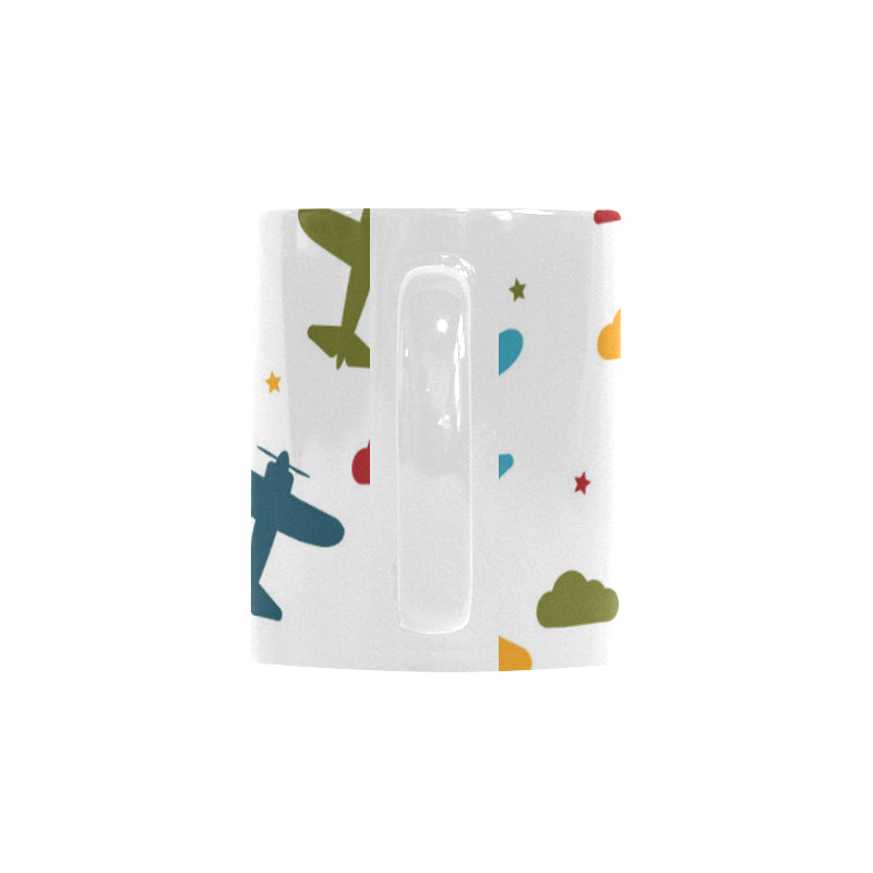 Airplane star cloud colorful Classical White Mug (Fulfilled In US)