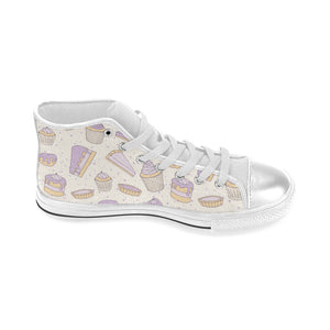 Cakes pies tarts muffins and eclairs purple bluebe Women's High Top Canvas Canvas Shoes White