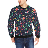 colorful space pattern planet star Men's Crew Neck Sweatshirt