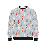 Snowman christmas  tree snow gray background Men's Crew Neck Sweatshirt