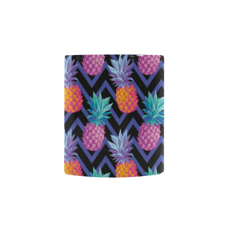 Pineapples pattern zigzag background Morphing Mug Heat Changing Mug