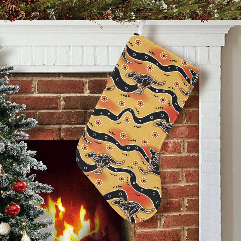 Kangaroo Australian aboriginal art pattern Christmas Stocking