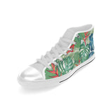 heliconia palm and monstera  leaves pattern Men's High Top Canvas Shoes White